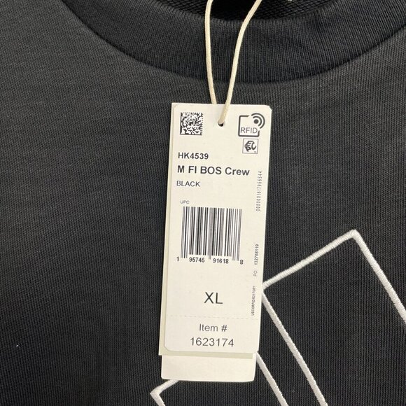 NEW Adidas Men's XL Black White Embroidered Logo Sweatshirt Crewneck - Picture 8 of 11